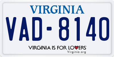 VA license plate VAD8140