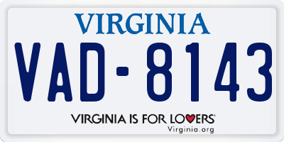 VA license plate VAD8143