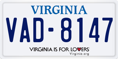 VA license plate VAD8147