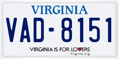 VA license plate VAD8151