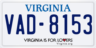 VA license plate VAD8153
