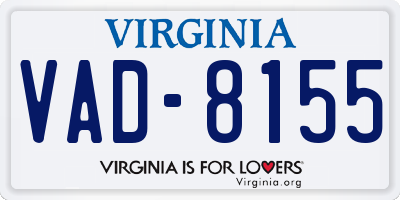 VA license plate VAD8155