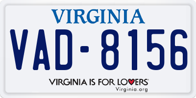 VA license plate VAD8156