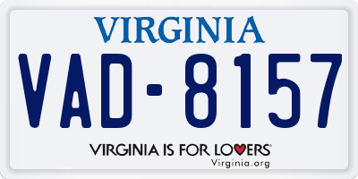 VA license plate VAD8157
