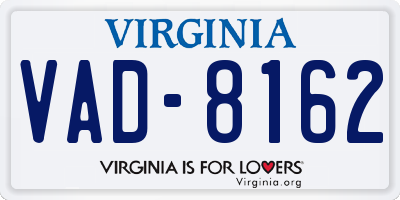 VA license plate VAD8162