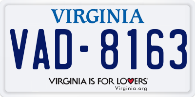 VA license plate VAD8163