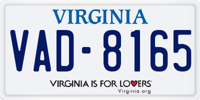 VA license plate VAD8165