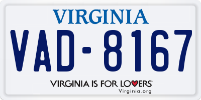 VA license plate VAD8167