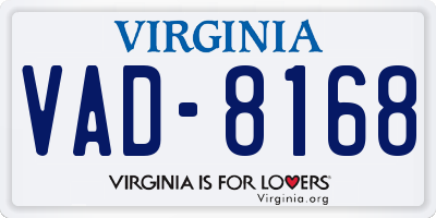 VA license plate VAD8168