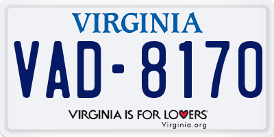 VA license plate VAD8170