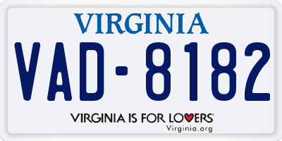 VA license plate VAD8182