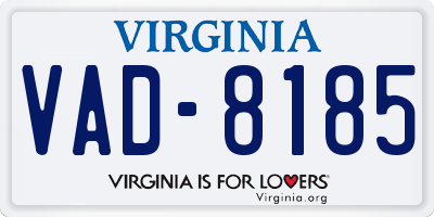 VA license plate VAD8185
