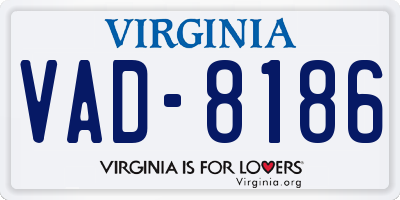 VA license plate VAD8186