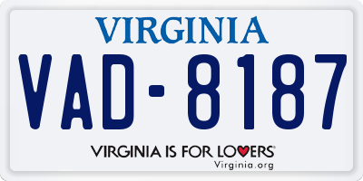 VA license plate VAD8187