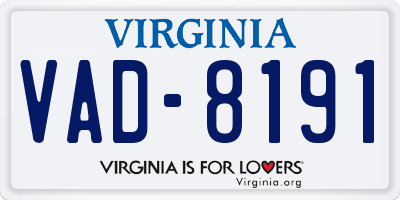 VA license plate VAD8191