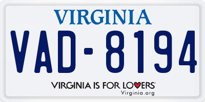 VA license plate VAD8194