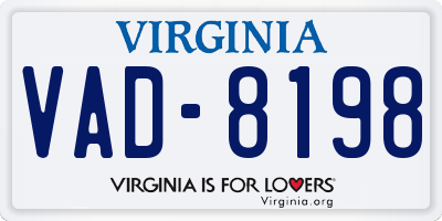 VA license plate VAD8198