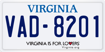VA license plate VAD8201
