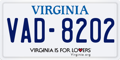VA license plate VAD8202