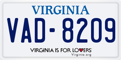 VA license plate VAD8209