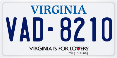 VA license plate VAD8210