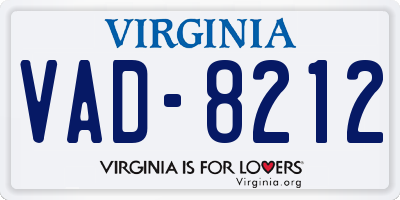 VA license plate VAD8212