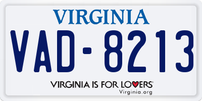 VA license plate VAD8213