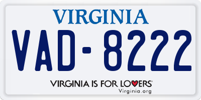 VA license plate VAD8222