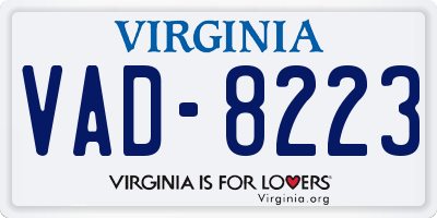 VA license plate VAD8223