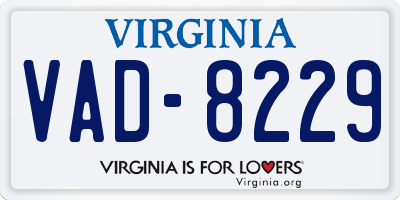 VA license plate VAD8229
