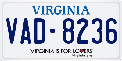 VA license plate VAD8236