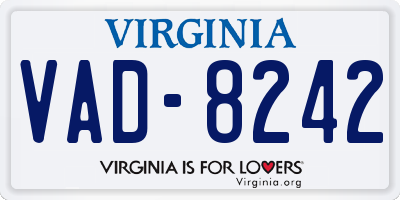VA license plate VAD8242