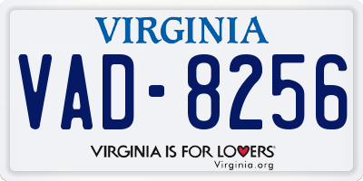 VA license plate VAD8256