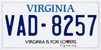 VA license plate VAD8257