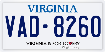 VA license plate VAD8260