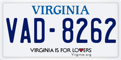 VA license plate VAD8262