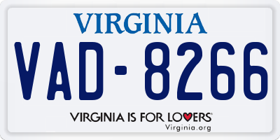 VA license plate VAD8266