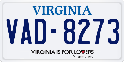 VA license plate VAD8273
