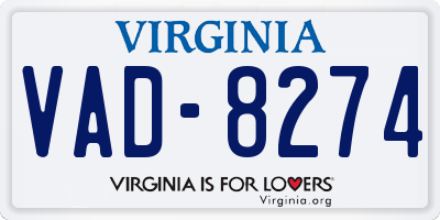 VA license plate VAD8274