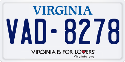 VA license plate VAD8278