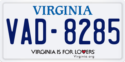 VA license plate VAD8285