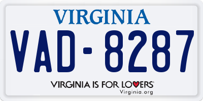 VA license plate VAD8287