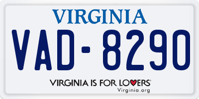 VA license plate VAD8290