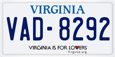 VA license plate VAD8292