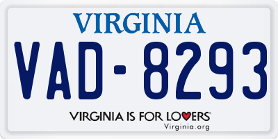 VA license plate VAD8293