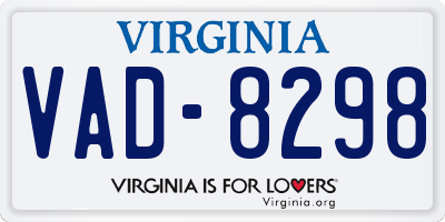 VA license plate VAD8298