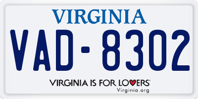 VA license plate VAD8302
