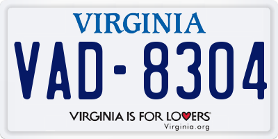 VA license plate VAD8304