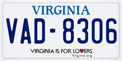 VA license plate VAD8306