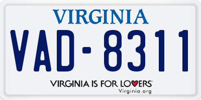 VA license plate VAD8311